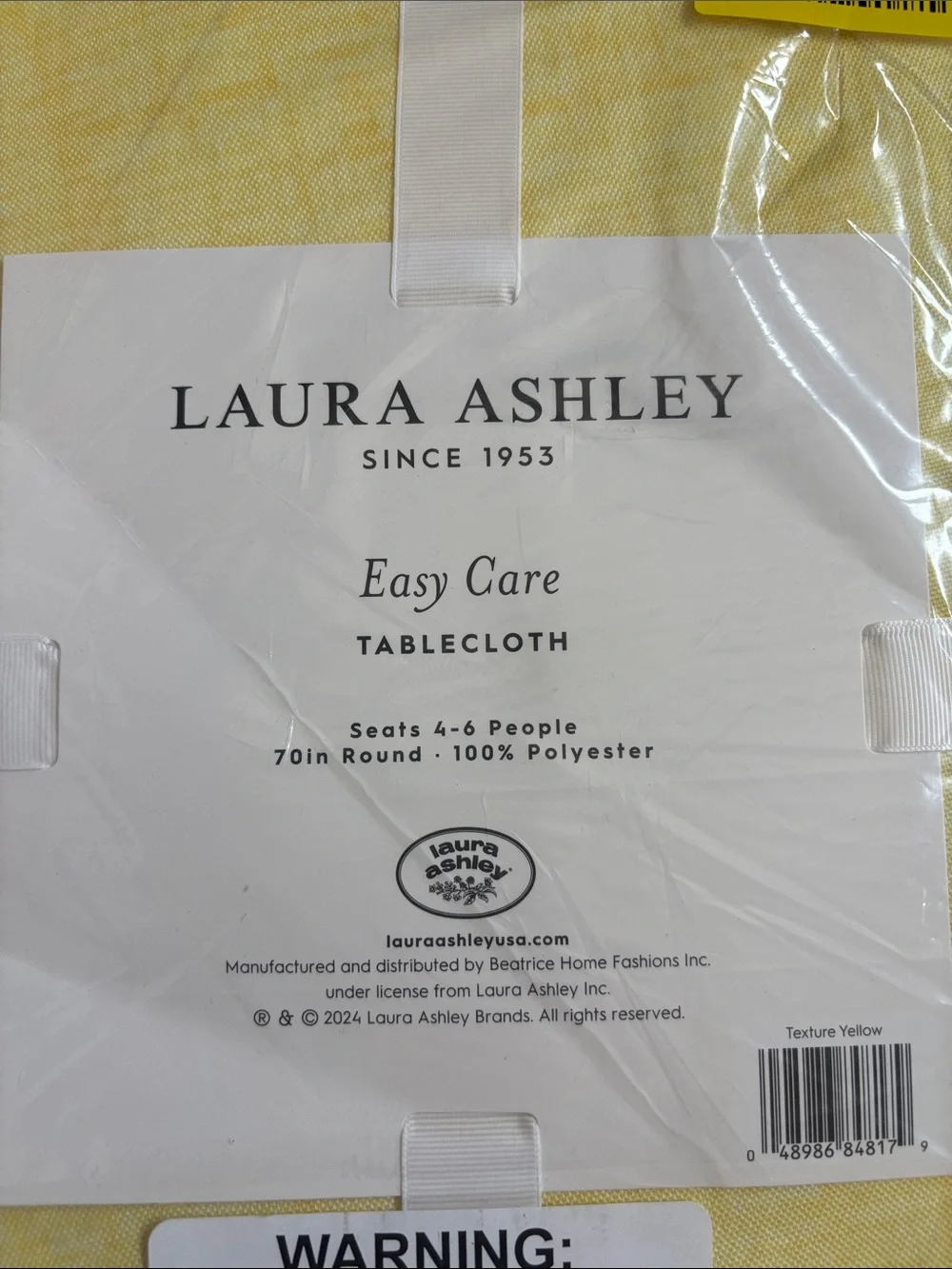 Laura Ashley Decorative Tablecloth, Wrinkle and Stain Resistant,70